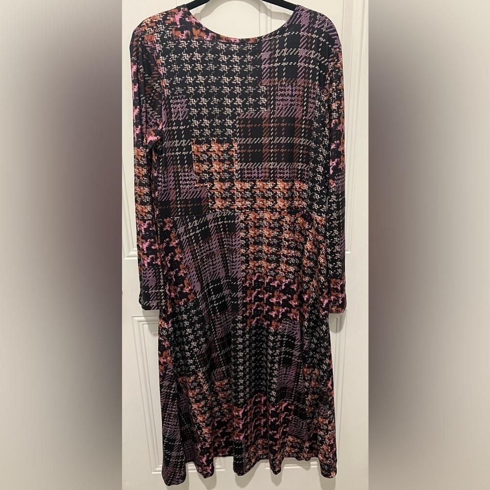 Tribal Jeans Gorgeous Plaid & Herringbone Patchwork Design Dress Size Large 💜🧡 - Picture 8 of 10